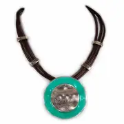 Ny6 Beautiful Brown Leather Cord Pendant Necklace w/Silver Tone Toggle 17-19"