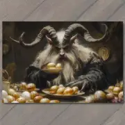 POSTCARD Krampus Holding Golden Eggs Gothic Dark Fantasy Easter Horror Creepy