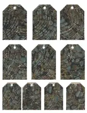 Ten Dark Green Marbled HANG TAGS Ephemera Vintage Style for Junk Journal etc