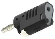 Banana PLUG, STACKING, 4MM, 36A, BLACK, Banana Test Connectors, Qty.1 76-1690