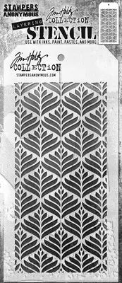 Tim Holtz Layered Stencil 4.125"X8.5"-Deco Leaf THS-1G62Y