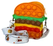 Fidget Push Pop Sensory Shoulder Hamburger Purse Finger Games Bag Bubble