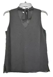 White House Black Market Womens Black Choker Tie Neck Sleeveless Casual Top XS