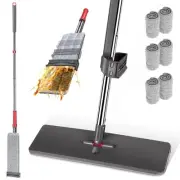 Microfiber Mop for Floor Cleaning,Self Wringing Flat Cleaning with 6 Washable...