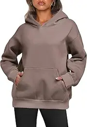 [Enwokran] Hoodie Women's Hooded Pullover, Oversized Long Sleeve Sweatshirt, Top, Hoodie, Plain Hoody, Autumn Winter Thermal Fleece Tops with Pockets