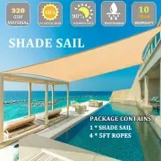 Heavy Duty Waterproof Sun Shade Sail Square Rectangle 320GSM HDPE 98% UV Block