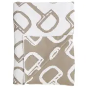 PALOMA Equestrian Throw 100% Woven Luxurious Cotton Blanket Snaffle Beige White