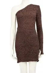 Brown One Shouldered Mini Dress