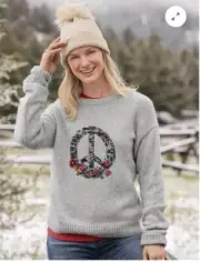 Sundance Floral Peace Sweater Petite Xsp
