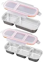 Stainless Steel Snack Storage Capacity, Divided Grab and Go Snack Container, Sealed Fresh Keeping Box, Silicone Sealed Food Storage, Multi Compartment, 26.2x10.3x4cm, for Fresh Meal Prep