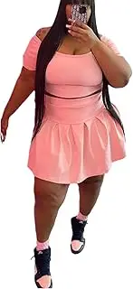 [KELOVEPAN] Pleated Short Skirt Sets Women 2 Piece Sweatsuits Sexy Plus Size Summer Two Piece Outfit Dress TrackSuit Set