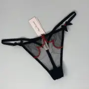 Agent Provocateur Lorna Heart Black Red Thong AP4 Large NWT