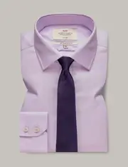 Hawes & Curtis Non-Iron Lilac & White Fabric Interest Slim Shirt Size: 15.5" collar, 35" sleeve