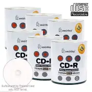 600-Pack SmartBuy CD-R 52X 700MB/80Min White Thermal Hub Printable Record Disc
