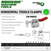 10-Pack 60lb Solid Bar Straight Base Horizontal Clamps: Reliable Fixture Solutio