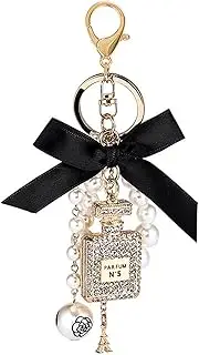 Cute Keychains for Women, WEPROSOFS Key Chains for Car Keys, Keychain Bag Charm Accessories for Car Accessories Handbag Decorations, Perfume - Black, Small