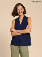 White Stuff Blue Celia Jersey Mix Shirt (960065) | $104