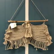 Macrame Banners Hanging Wall Decor 21" x 14" hand woven in India Winter Frost