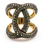 4.40ct Natural Round Green Sapphire Cross Ring 925 Sliver in Gold Plated Size7.5