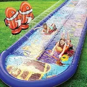 stargo Undersea Water Dual Slip and Slide - 18 Feet X 5 N with Splash Pad Sprinkler, Inflatable Body Boards Kids Fun Multi