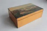 Painted wooden box Souvenir landscape Thun Alps Switzerland (62421)