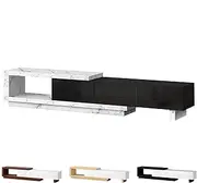 ALFORDSON TV Stand Cabinet Extendable, Flexible Entertainment Unit with High Gloss Front, Multimedia Centre with 3 Drawers, 190-280 x 39 x 41.5 cm, Marble Black