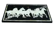 18"x24" Marble Coffee Center Table Top Mother of Pearl Inlay Horse Decor H3459A