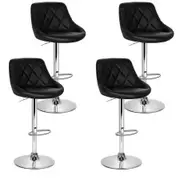 Artiss 4x Bar Stools Leather Padded Gas Lift Black