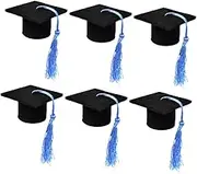 6pcs Tassel Wine Bottle Doctoral Graduation Bottle Decoration Hat Ornament Caps Graduation Hat Decorations Little Ceremony Light Party Tassels Decor Bottle Accessories Blue
