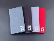 2024 PU Linen Cover Pocket Diary Week To View School Work Office Slim Planner