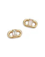Zoe Chicco 14K Yellow Gold Baguette Diamonds Diamond Solitaire Open Link Stud Earrings, 0.12 tcw