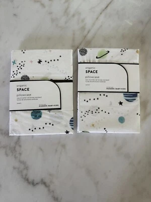 NEW Pottery Barn Modern Kid Organic SPACE Lot of 2 Standard Pillow Cases $26.50