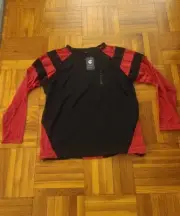Rocawear Mens XXL T Shirt Black Red Cut & Sew Varsity Style L/S Tee