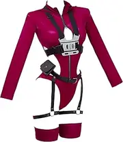 [Mobbunny] Game Guard Costume Women TV Derivative Lingerie Bodysuit Cutout Zipper Hooded Jumpsuit with Headgear Halloween