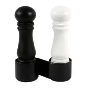 CrushGrind Mini Salt and Pepper Table Grinder Set of 2 With Stand Black & White