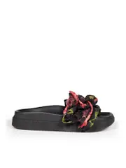 Ruffled Floral Jacquard Slides