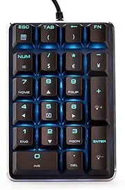 Qisan Mechanical Numeric Keypad GATERON Blue Switch Wired Ice Blue Backlight Gaming Keypad/Keyboard 21 Keys Portable Mechanical Numpad Extended Layout | Laptop Accessories | keypad for Computer
