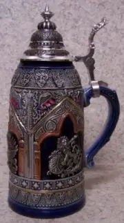 Beer Stein with lid Stoneware Scepter & Lion 0.50 Liter NEW Made Germany boxed A