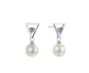Sterling Silver Dangling Pearl Earrings adorned with Crystals from SWAROVSKI