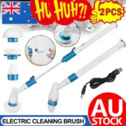 2PCS Rechargeable Spin Scrubber Electric Turbo Scrub Cleaning Brush Cordless Kit