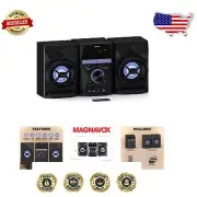 LED Display CD System with Bluetooth, AUX & USB – 3-Piece Black Speaker Set