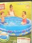 Play Day Inflatable 3 Ring Shark Themed Pool New 5ft 5" Wide Ages 3+ 14.5" Tall