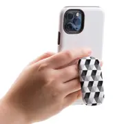 Kickstand Grip AddOn, Universal Phone Holder, Black And White Hexagons
