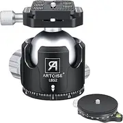 52mm Low Profile Ball Head Tripod Ball Head ARTCISE LB52 Heavy Duty Tripod Head All Metal CNC Machining with 360° Panoramic Arca Type QR Plate for Tripod, Max Load 66lbs /30kg