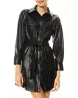 Alice and Olivia Miranda Vegan Leather Shirt Dress Women’s Size 8