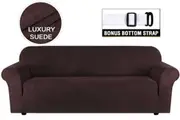 Premium Stretch Suede Sofa Covers Couch Covers Sofa Slipcovers Slip Covers Lounge Covers Feature Water Repellent, 1/2/3/4 Seater, Brown