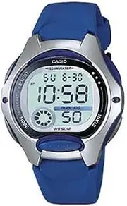 [Casio] Women's Stainless Steel Rim Digital Watch, Clear Dial, Blue Band, Mid Size