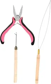 WRITWAA 3pcs Hair Extension Tool Portable Pliers Hair Tinsel Hook Tool Durable Construction