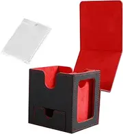 Magnetic Card Deck Box - Holds 100 Commander Cards, Storage Case With Divider, Reusable Holder for Playing Cards (Red)
