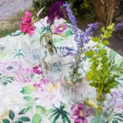 La Vie En Rose Tablecloth - 170 x 270 - 100% Linen Made in Italy